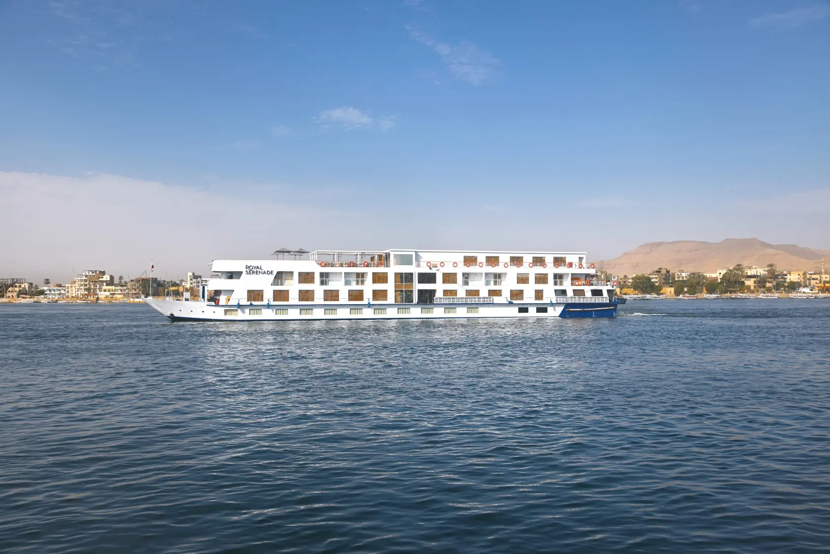Exterior view of the Royal Serenade luxury Nile cruise feels more like a yacht